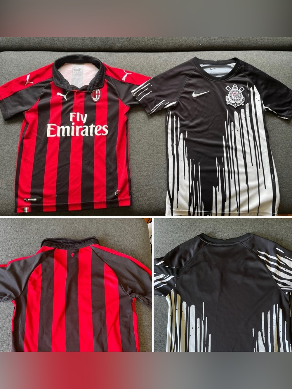 Puma AC Milan + Nike Corinthians Soccer Jerseys size M Youth Bundle 2 pc